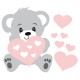 Stickers nounours coeurs roses