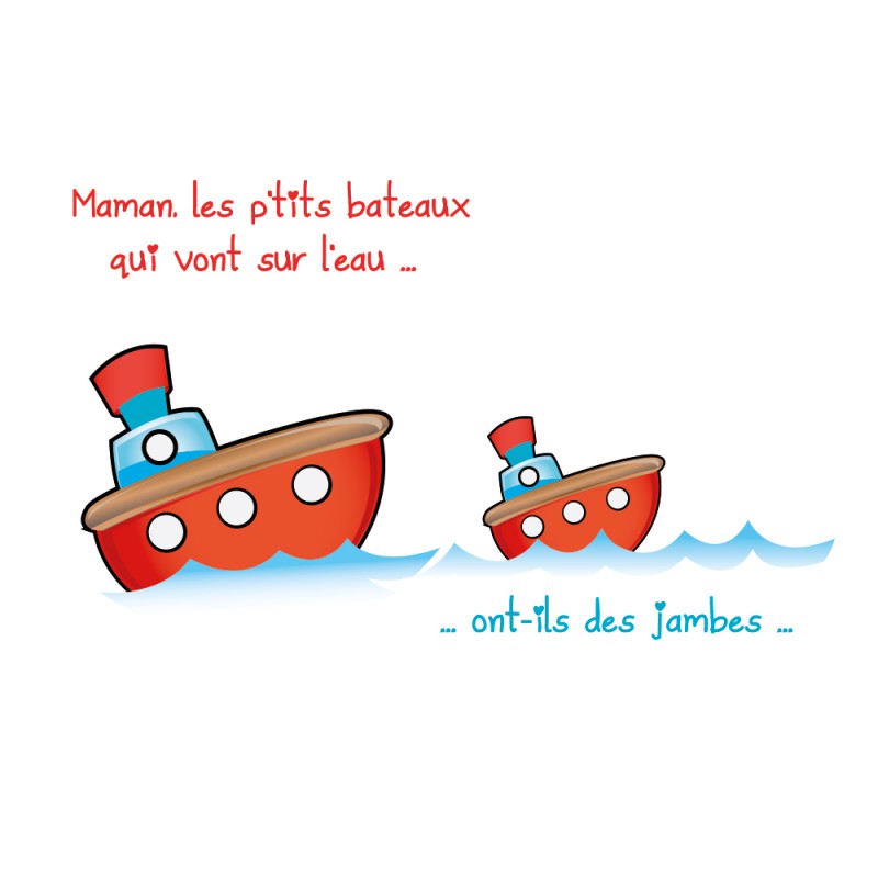 Stickers petits bateaux et textes comptines pour les enfants par Décorécébo