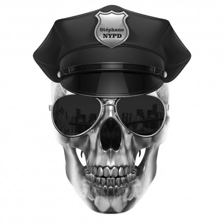 Sticker de voiture : Skull NYPD personnalis'