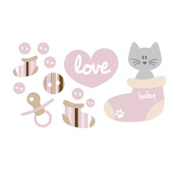 Stickers kit Petit chat chausson