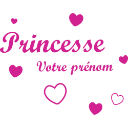 Stickers princesse prénom et coeurs