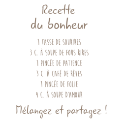 Stickers texte Recette du bonheur