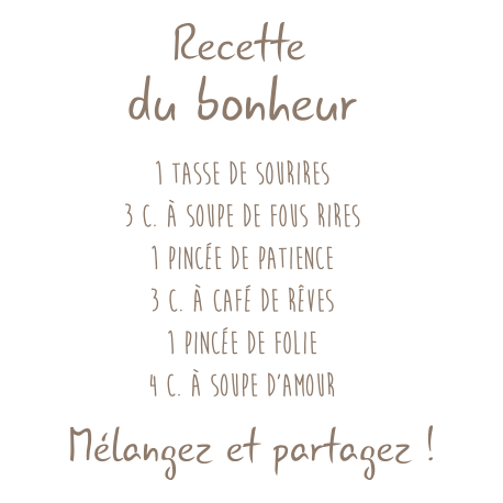 Adhésif texte Recette bonheur