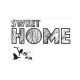 Sticker texte Sweet Home Arbre et oiseaux