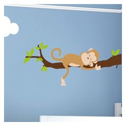 Magnifique autocollant avec singes pour chambre d'enfant